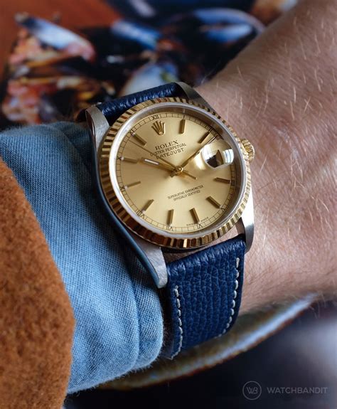 rolex date leather|Rolex datejust 36mm leather strap.